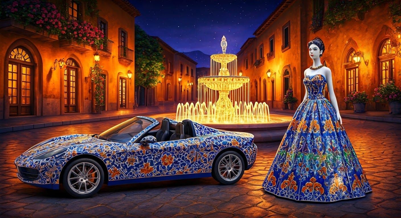 Enameled Glass Figurines, Talavera Puebla