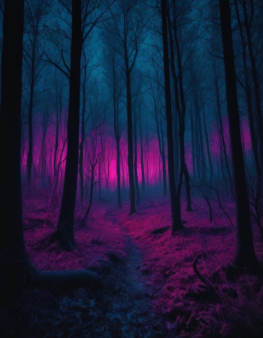 The woods are lovely, dark and deep horror 8k resolution, deep color, thermal imaging