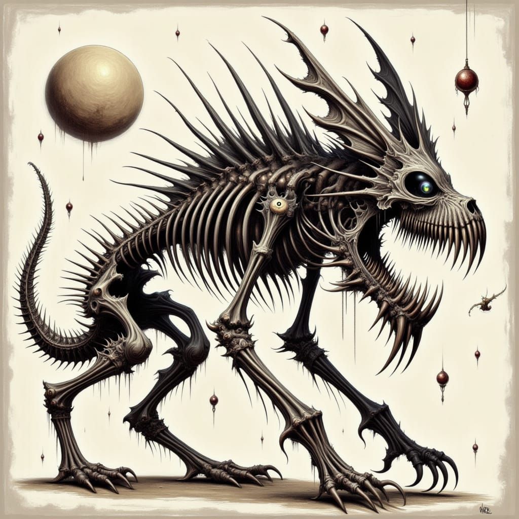 monster skeletal wolf <lora:Sharp teeth:1.0>