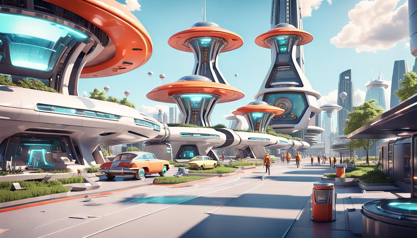 Utopian views of a space age city, dreaming of a perfect world - AI ...