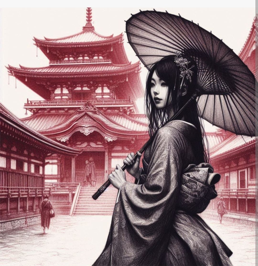 Girl in front of a monastery