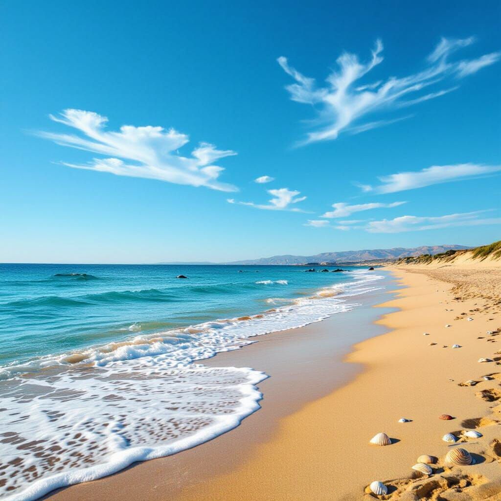 Tranquil Israeli Coastline in Vibrant Sunlight