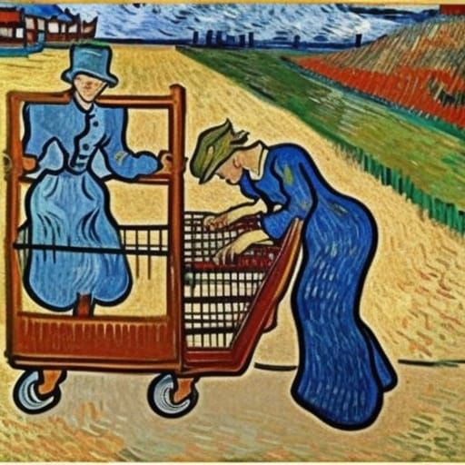 the woman fell out of the cart - it's easier for the mare
Vi...
