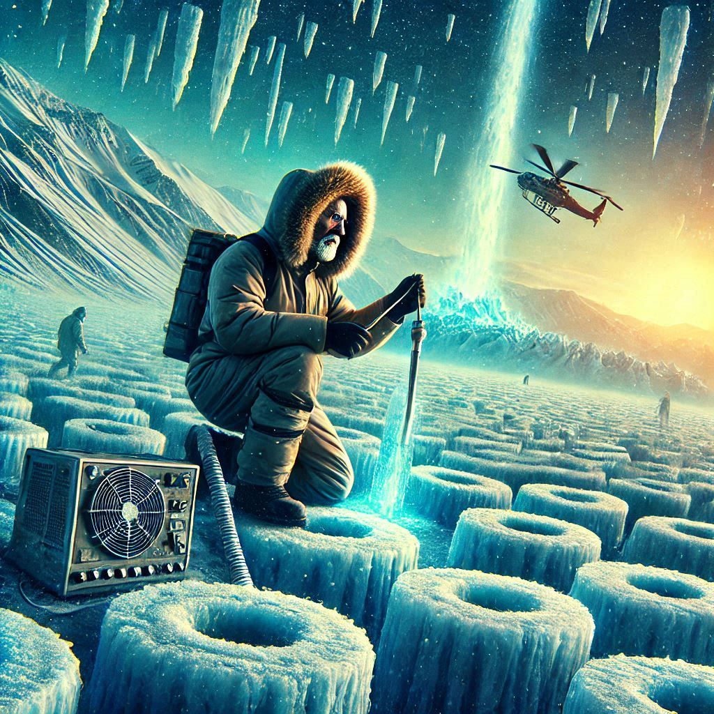 A hunter tracking a mythical beast through the tundra