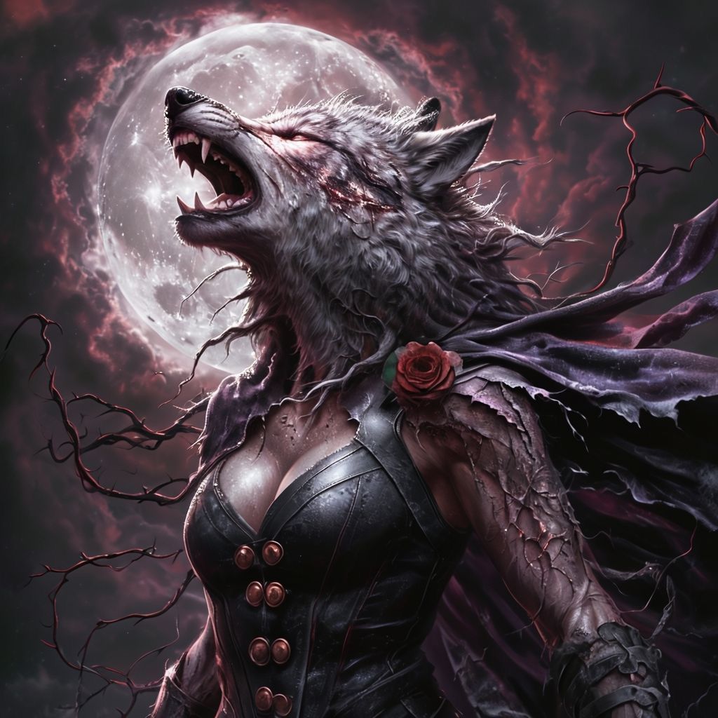 Transforming female werewolf.