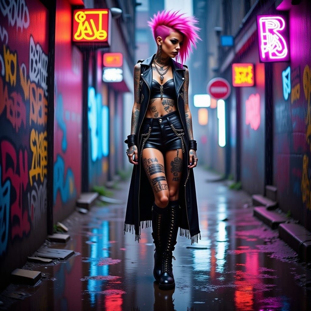 <lora:Punk Flux:1.0> 