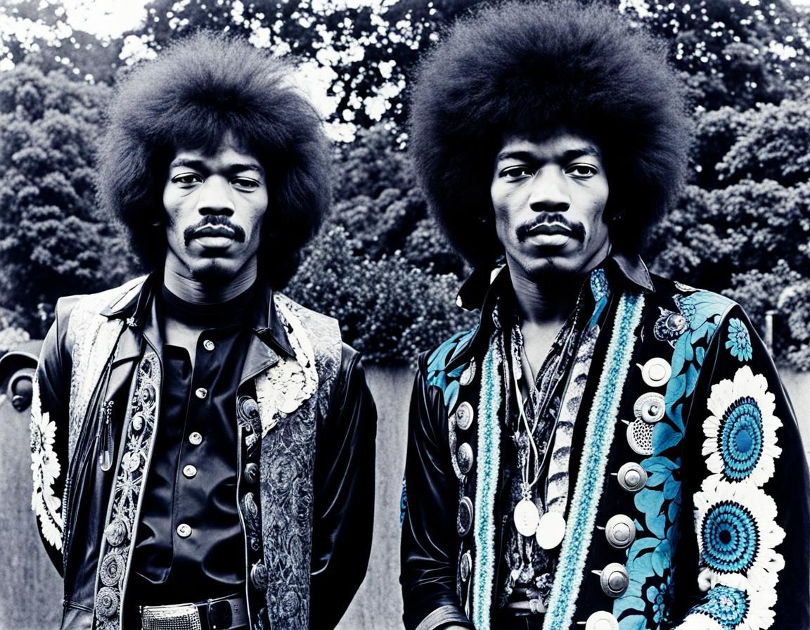 Groovy 60s psychedelic hippies, Jimi Hendrix