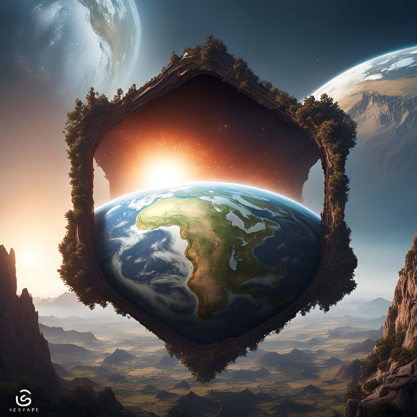 The earth seen from square space well centered well defined ...