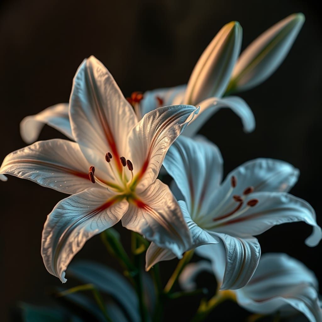 Hyperrealistic Crystal Lilies in Cinematic Lighting