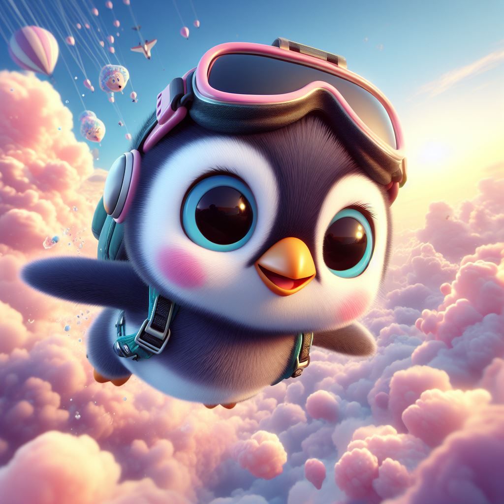 Skydiving penguin