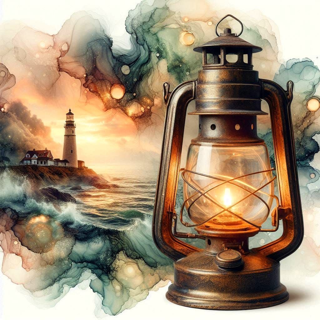 An old lantern & the lighthouse