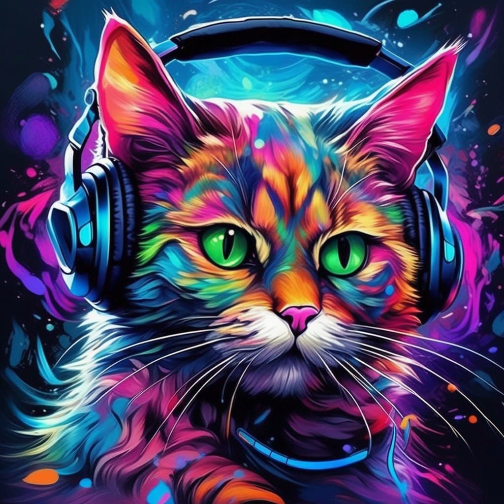 Gamer kitty - AI Generated Artwork - NightCafe Creator