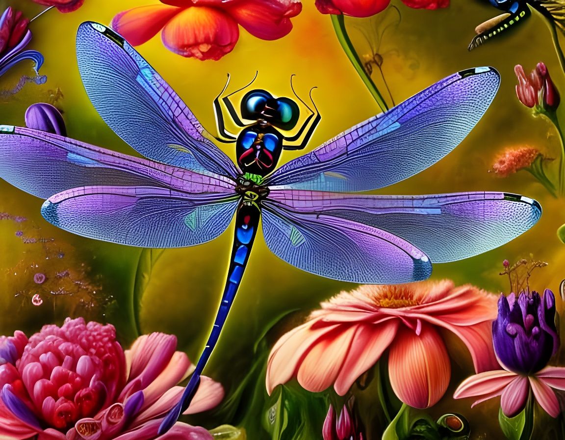 The Rare Blue, Six Winged dragonfly - AI Generated Artwork - NightCafe ...