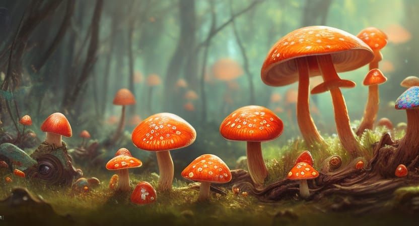 Mushrooms - AI Generated Artwork - NightCafe Creator