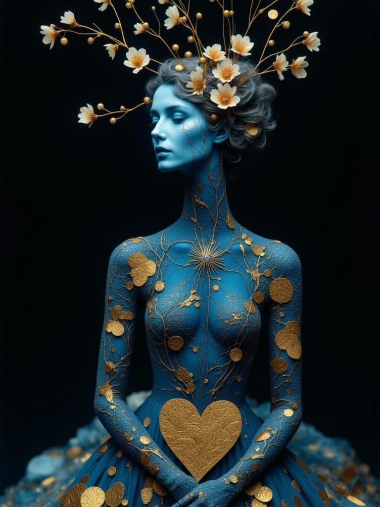 Woman made of lapis-lazuli and gold