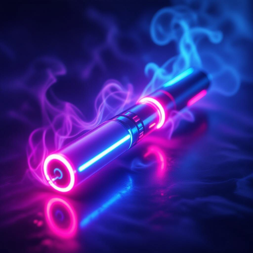 Vibrant Neon E-Cigarette Sign in Cyberpunk Style