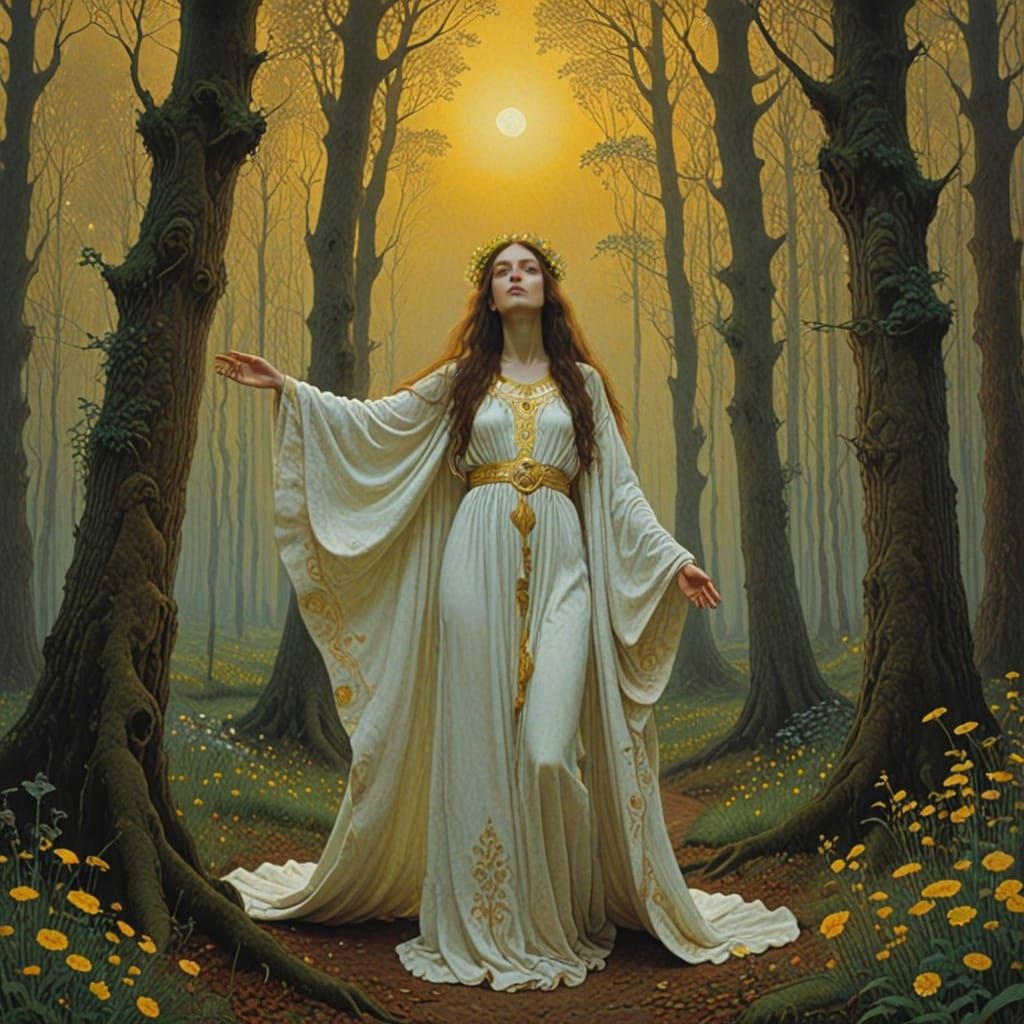 Serene Woman in Lush Forest Landscape