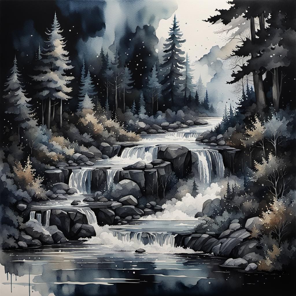 Amazing detailed dark and moody watercolor art
