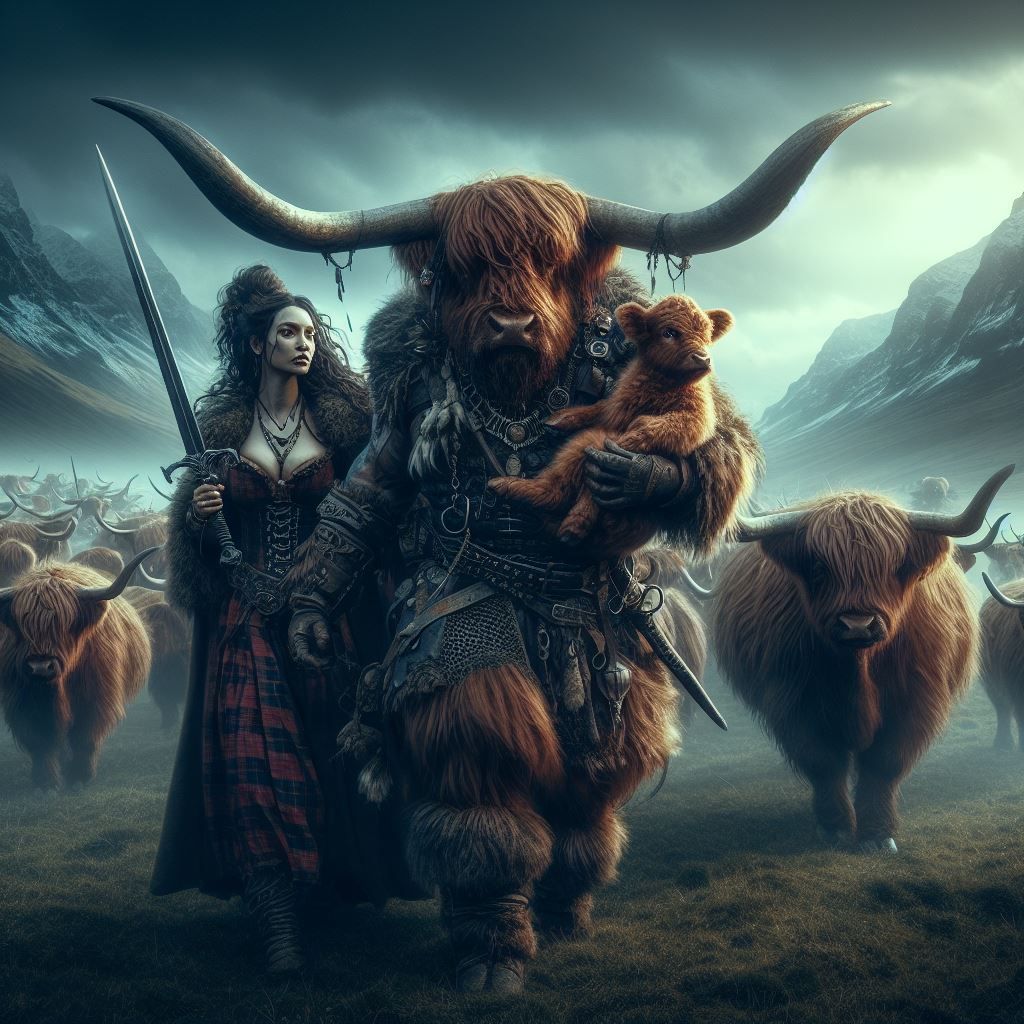 Minotaur protecting his herd