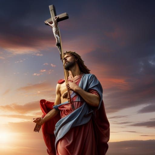 Jesus Christ, crucified, bleeding from wounds, graphic, Gods...