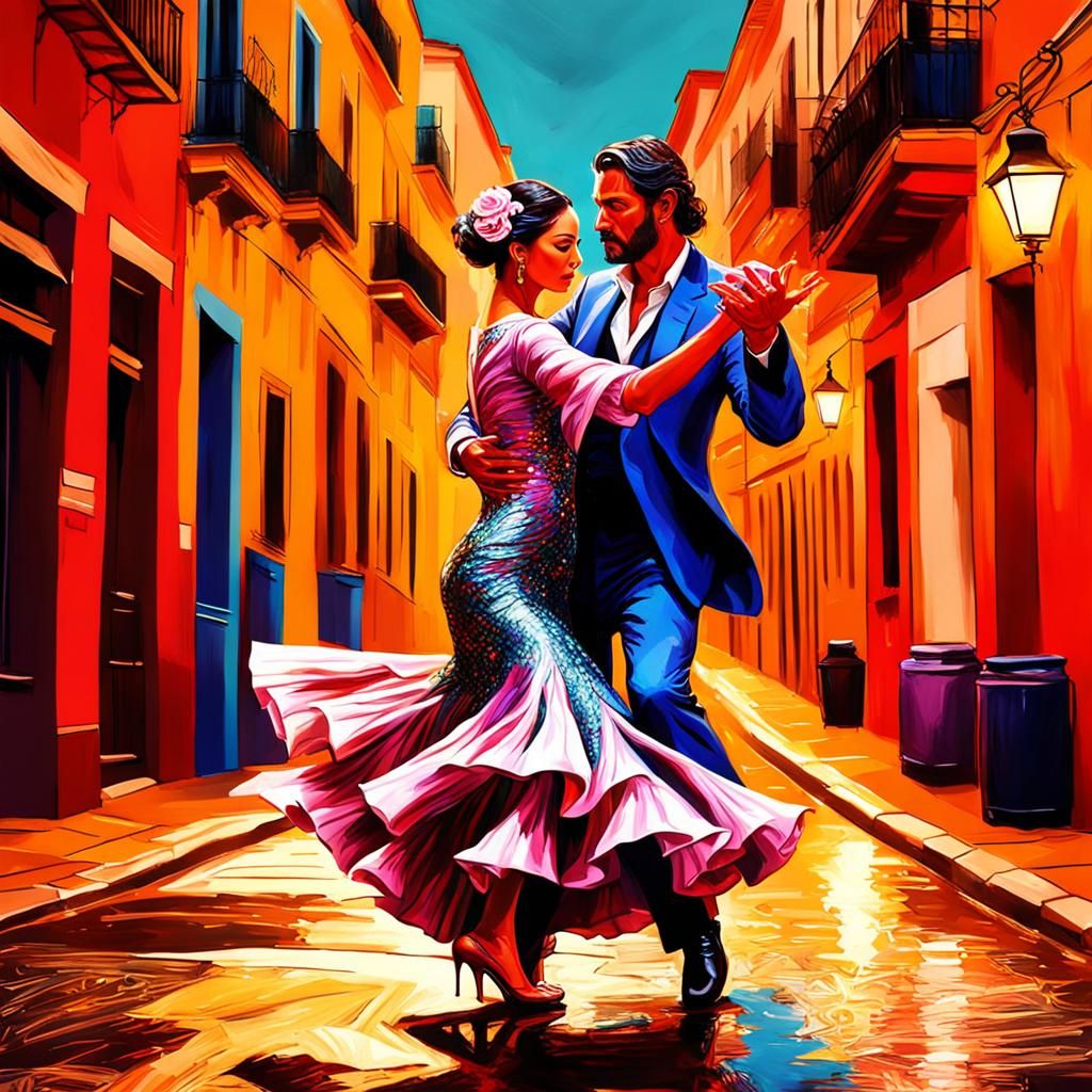  un couple danseur de flamenco dans les rues de Séville