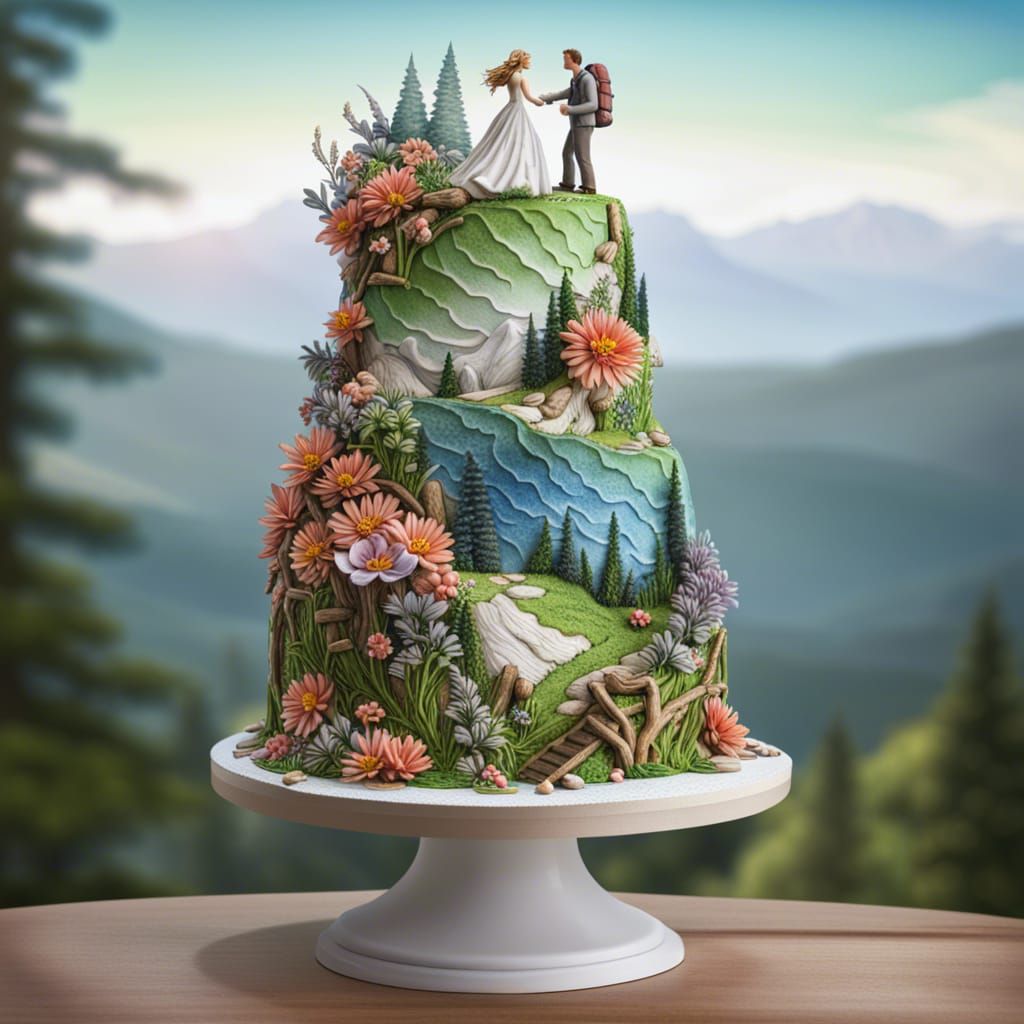 Not All Those Who Wander Are Lost -- A Wilderness Wanderer's Wedding Cake  by @2humanswandering