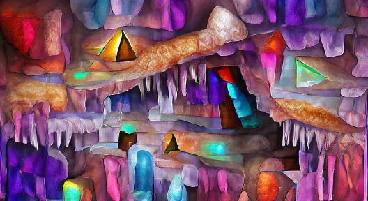 Prismatic Crystal Cavern Chamber Detailed Digital Painting S...