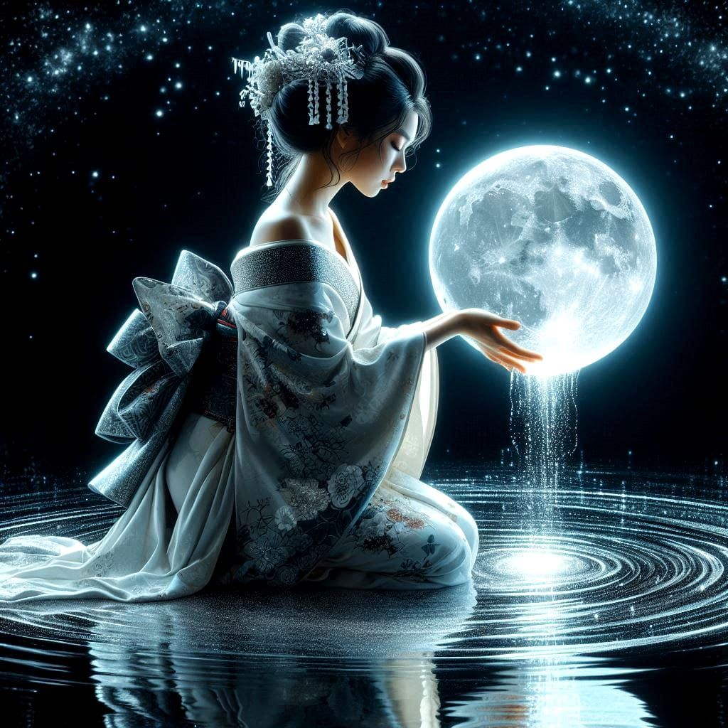 Geisha Holding the Ethereal Moon 🌕⭐