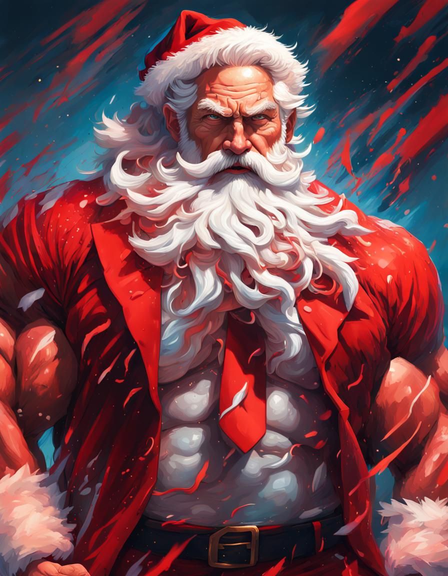 Jacked Santa, Hyperreal - AI Generated Artwork - NightCafe Creator