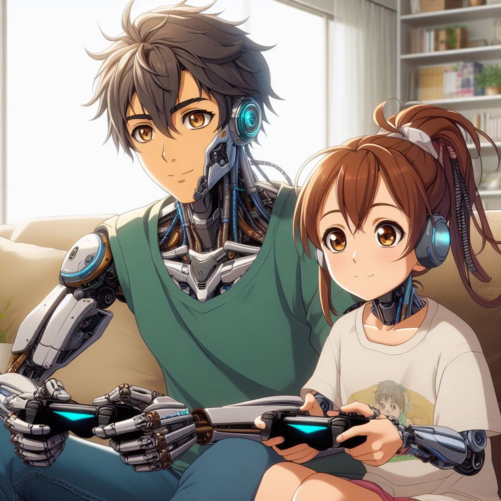 Cyborg Spending Time with His Little Sister