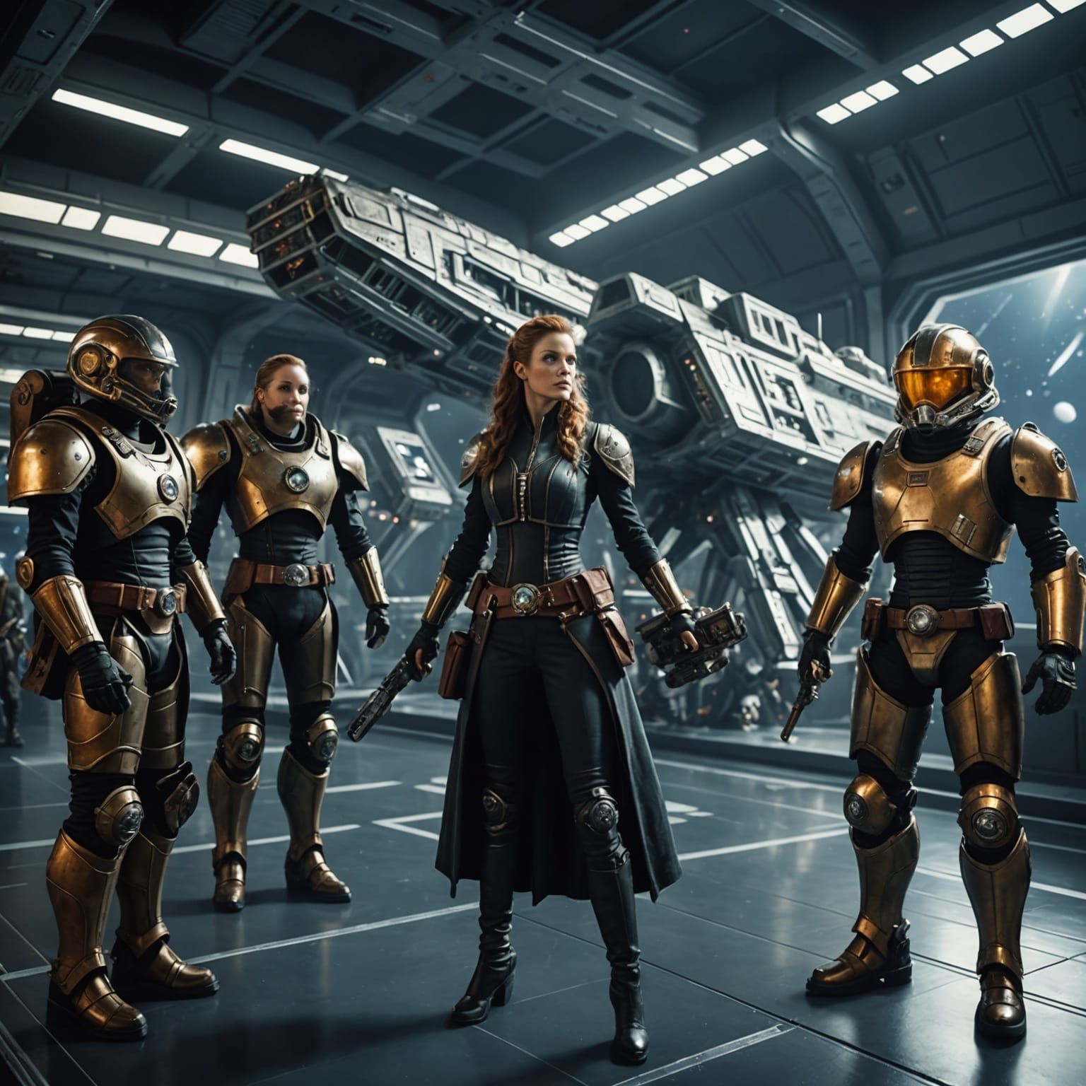 Beautiful steampunk female human/extraterrestrial hybrid sta...