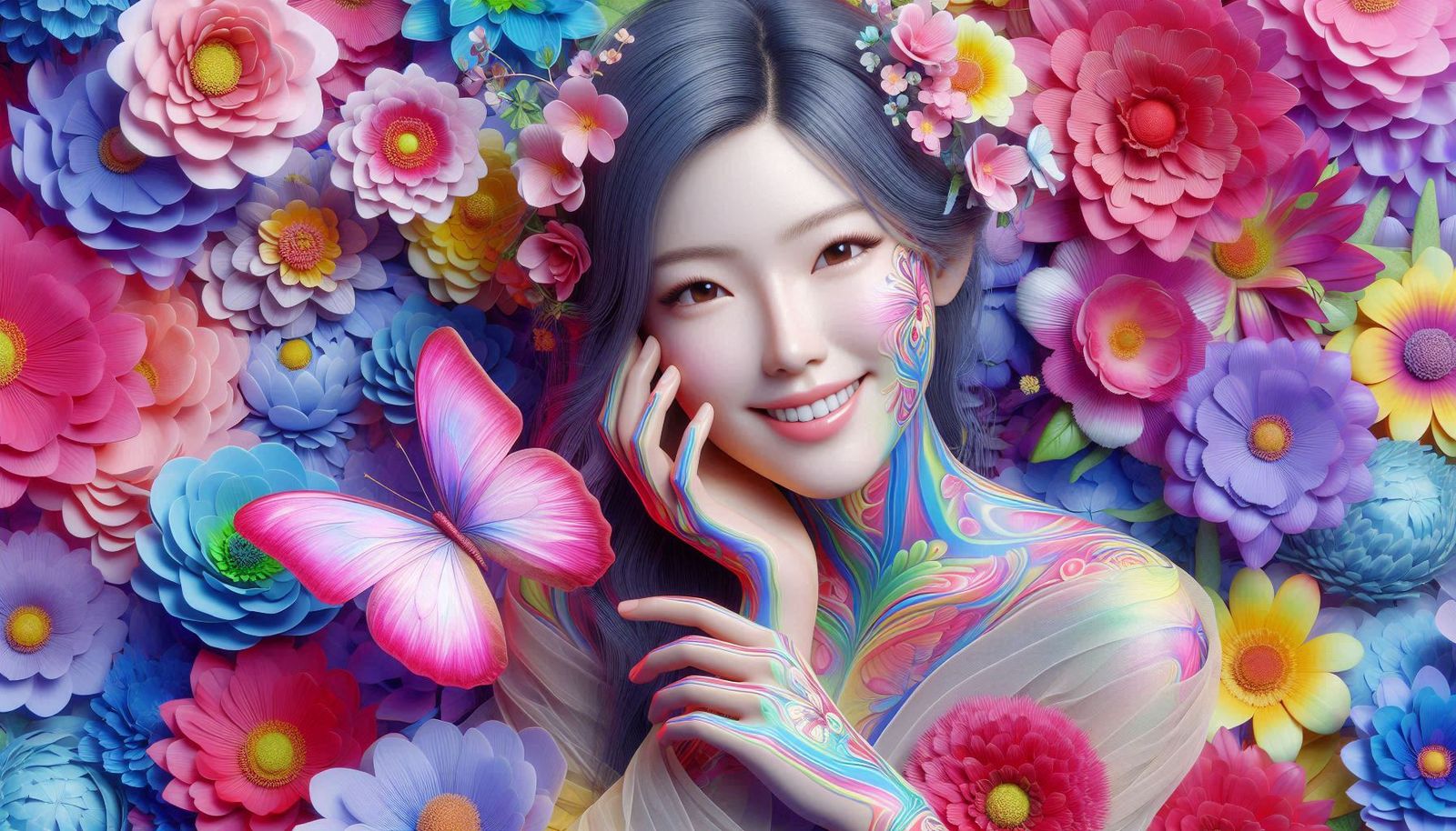 Surrealist portrait of a beautiful girl