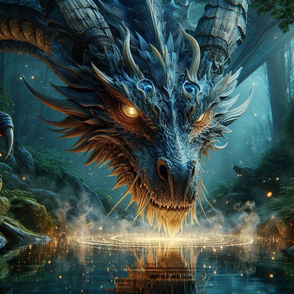 Dragon at the magic pool