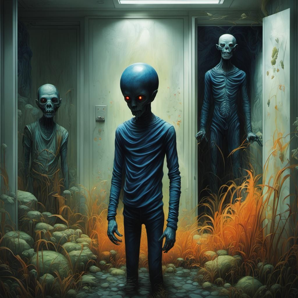Beksinski and Giger: Happy Figure with Fetus
