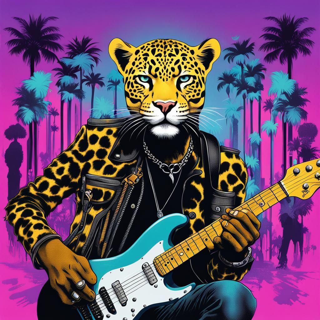 Beautiful panther punk rock band digital art digital illustration ...