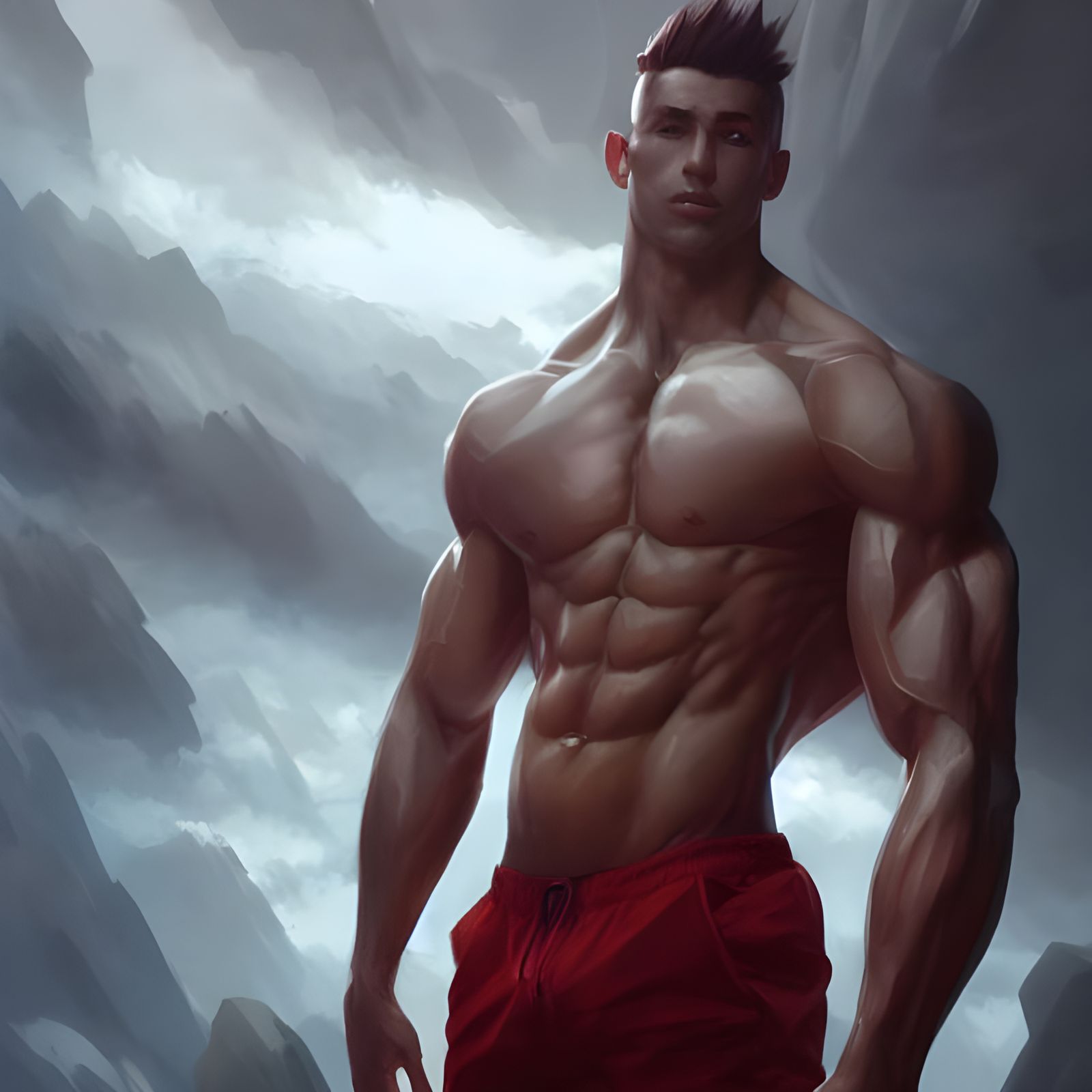 Muscle Man in Sweatpants - AI Generated Artwork - NightCafe Creator