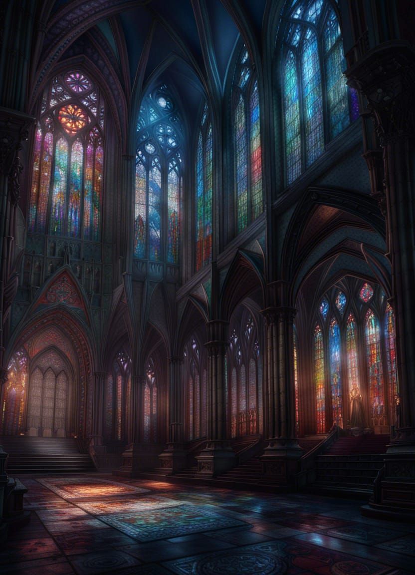 stained-glass gothic cathedral watercolor - AI Generated Artwork ...