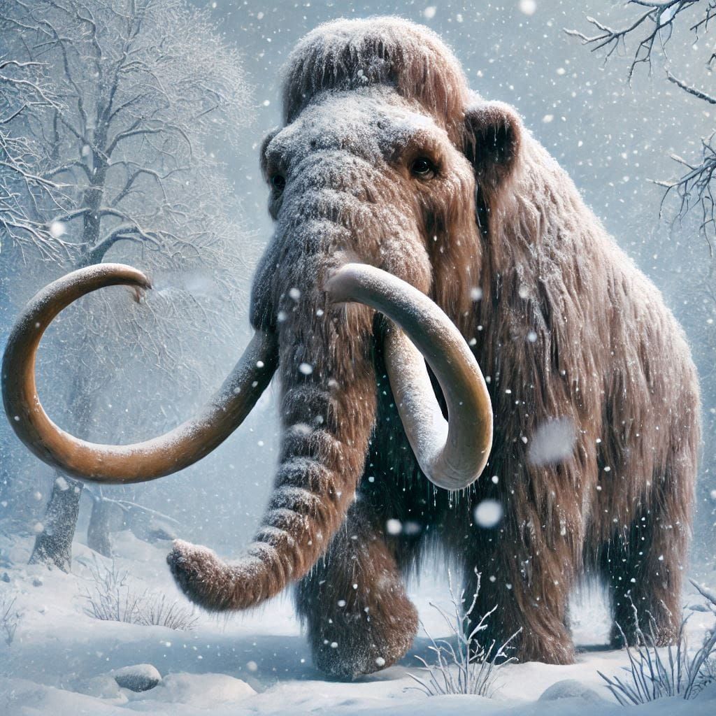 Woolly Mammoth in a winter scene