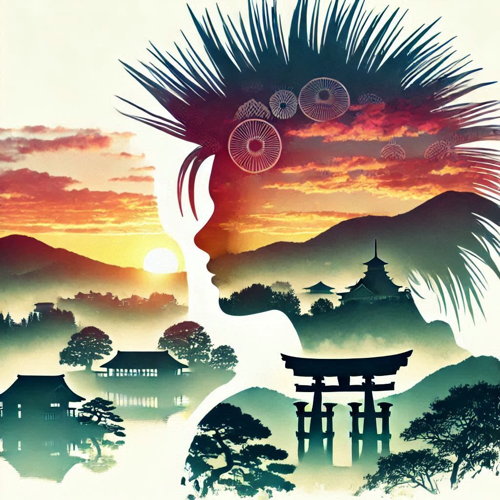 double exposure beautiful fantasy portrait landscape..