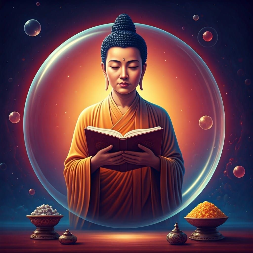 Serenity of the Bhikkhuni in a Dreamlike Landscape