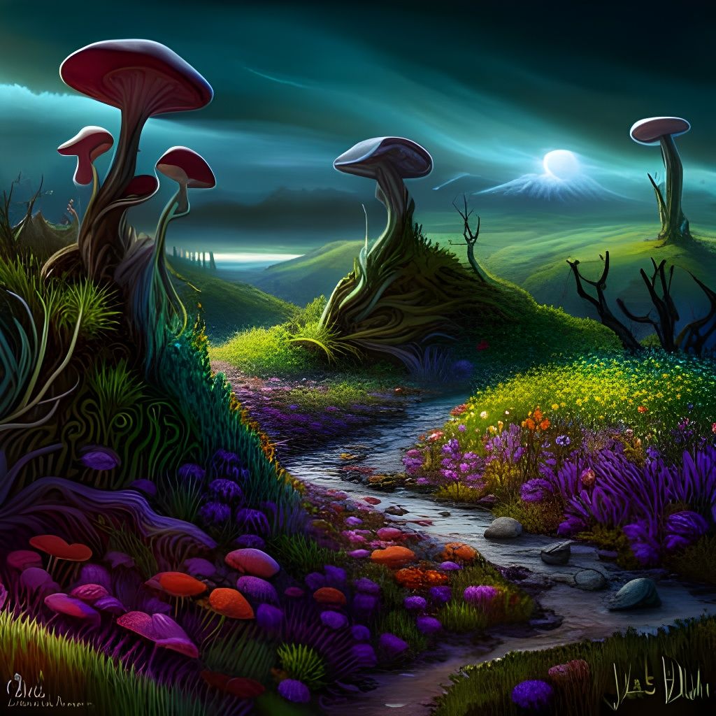 Hilly Shrooms - AI Generated Artwork - NightCafe Creator