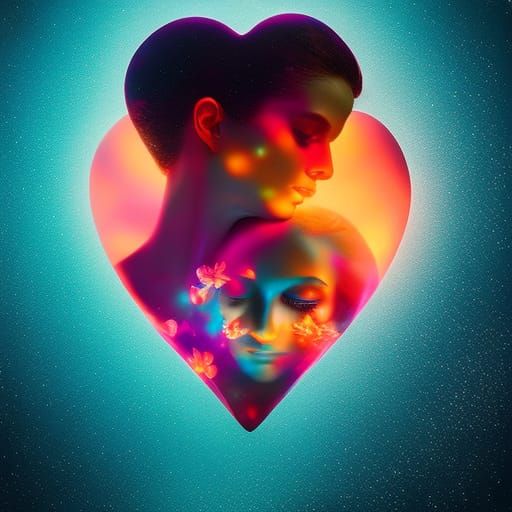 A glowing glass loveheart