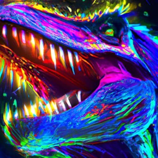 Neon Dinosaur AI Generated Artwork NightCafe Creator