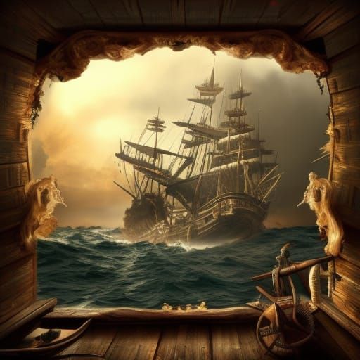 Pirate ship sinking - AI Generated Artwork - NightCafe Creator