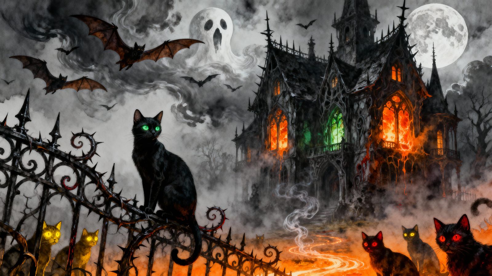 A Gothic Halloween Mansion  by @Textured Color