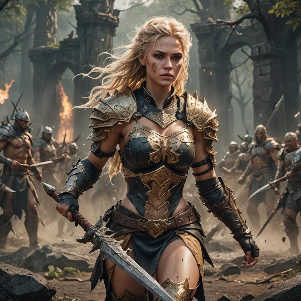 Savage Blonde female Warrior