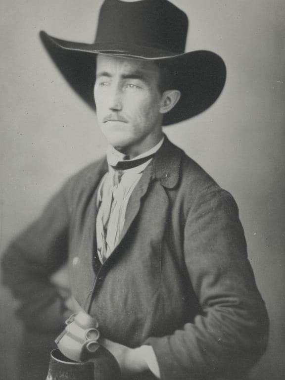 Cowboy wearing a 10-gallon hat