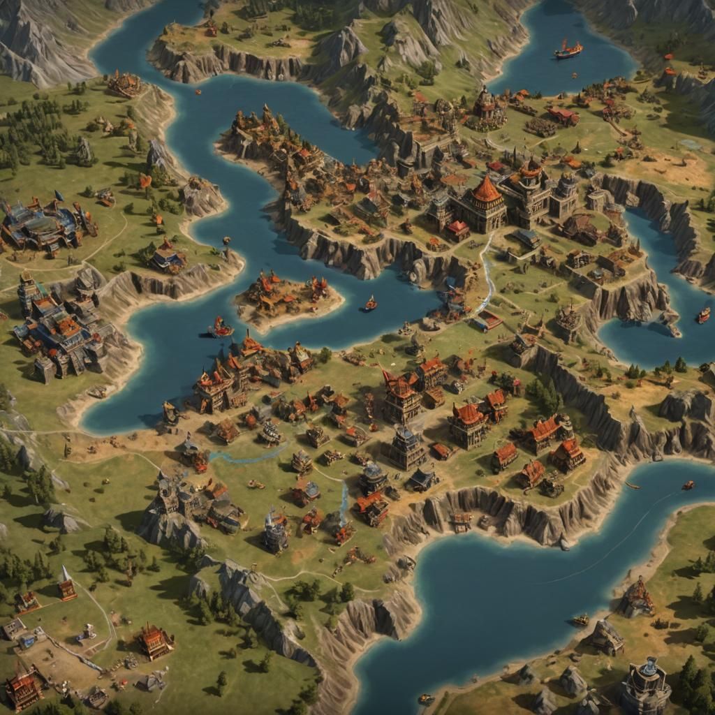peninsula map "Age of Empires", in formation army divided by...