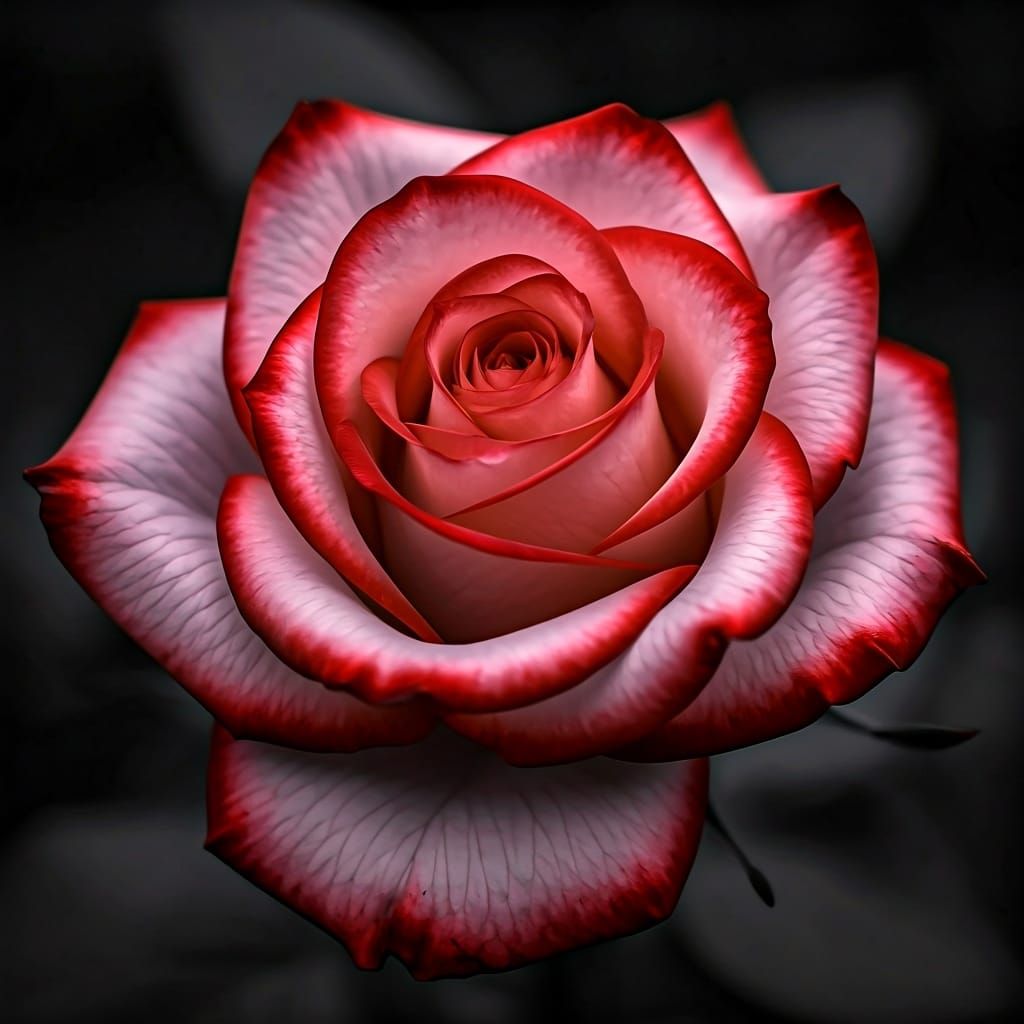 Pink Rose with Red edged Petals - Pink Rose with Red edged P...