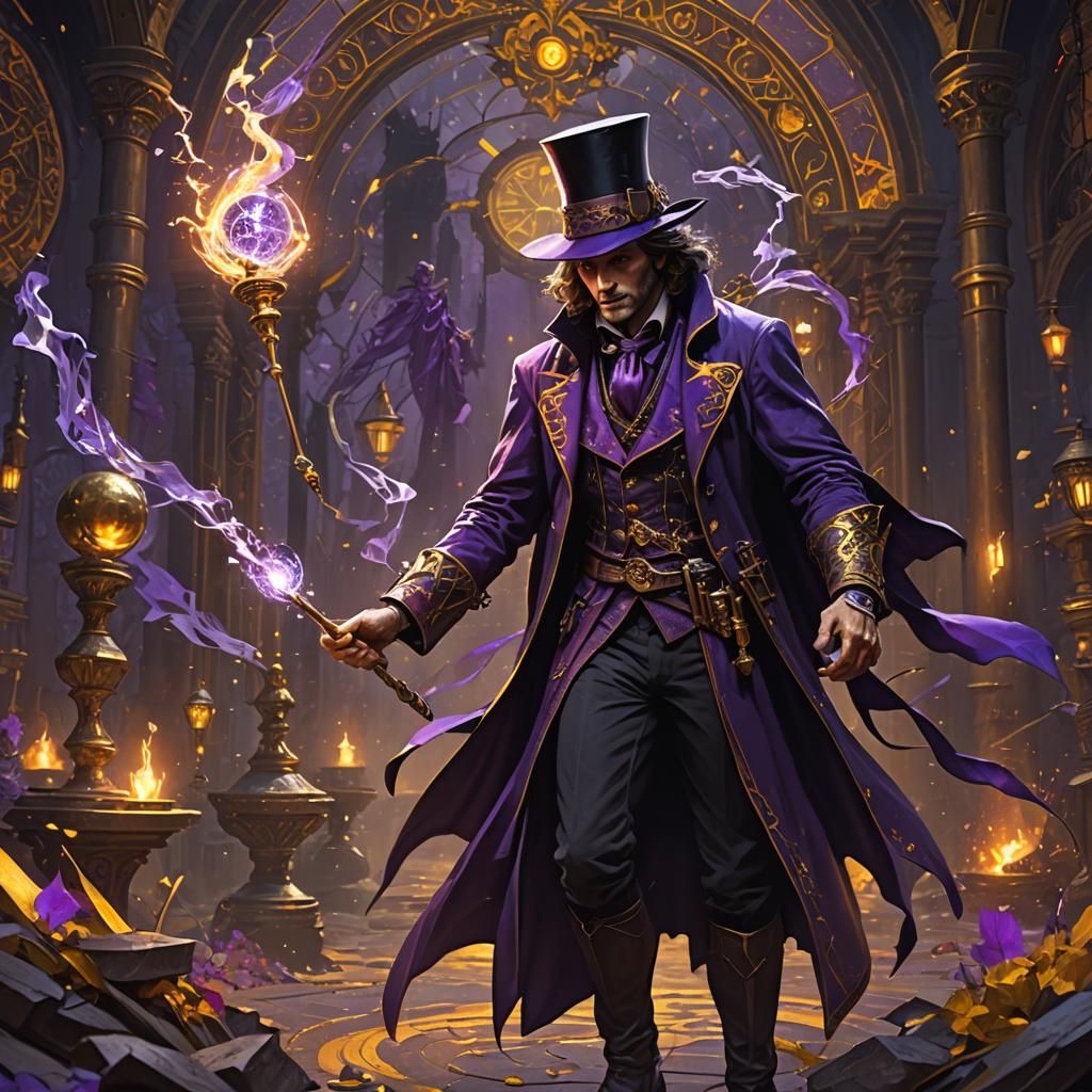 Magician with sorcery's wand